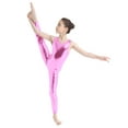 thumbnail image 3 of inhzoy Kids Girls One Piece Ballet Dance Full Body Shiny Metallic Dancewear Pink 10-12, 3 of 7