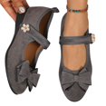 thumbnail image 5 of IEMIEMIEM Women's Mary Jane Flats Bow Pearl Rhinestone Floral Dress Shoes Adjustable Strap Low Wedge Comfort Walking Shoes Ballet Flats Casual Wedding Party Ballerina Flat 7 Wide Gray, 5 of 7