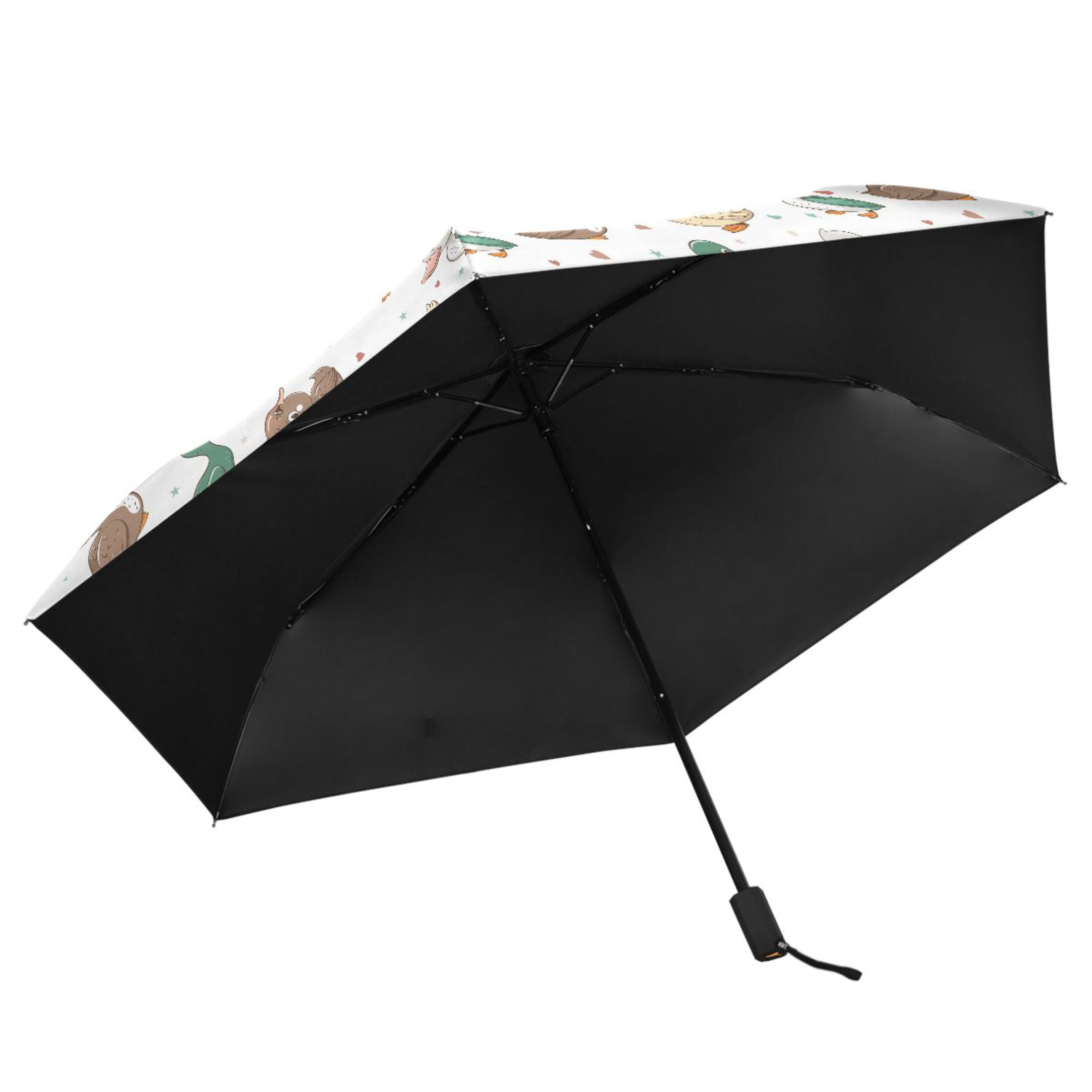 Cute Ducks with Hat Compact Sun Umbrella Windproof Travel Umbrellas for Rain Strong Portable UV Protection