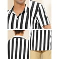 thumbnail image 6 of INSPIRE CHIC Mens Stripe Shirt Short Sleeved Color Block Button Down Beach Shirt M Black, 6 of 7