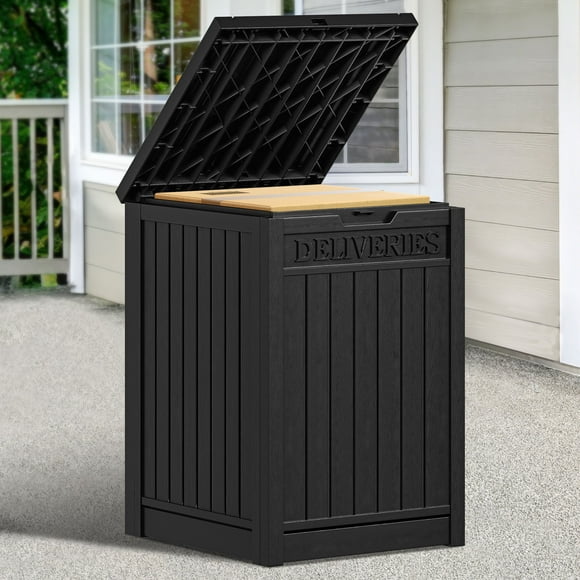 DEXTRUS 51 Gal (193 L) Outdoor Resin Deck Box, Weatherproof & Lockable Patio Furniture Storage, Black