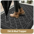 thumbnail image 4 of PABUBE Outdoor Doormat, Weatherproof Low Profile Outdoor Mat,Heavy Duty Non-Slip Welcome Mat, Dirt Trapper Washable Entry Rug for Front Doors Entryway,24"X36",Grey, 4 of 10