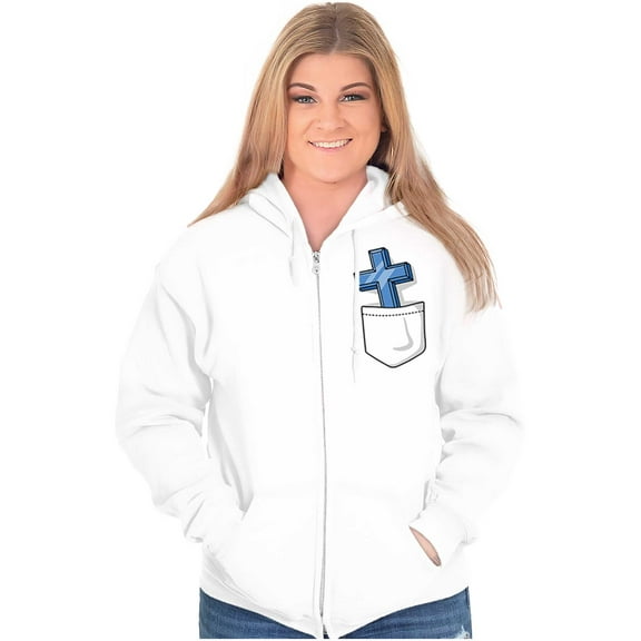 Cross in Pocket Holy Roller Faith Zip Up Hoodie Men's Women's Brisco Brands S