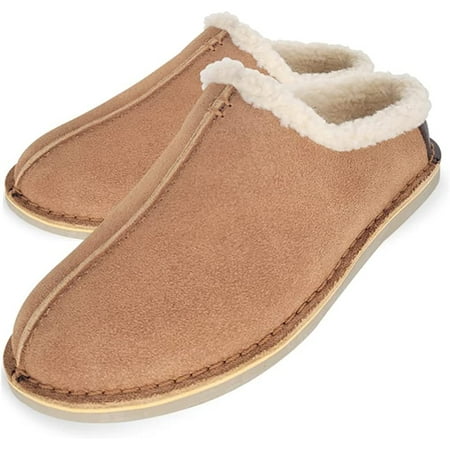 

Clarks Men s Suede Leather Clog Slippers with Faux Shearling Collar Open Back Slip-Ons (11 M US Cognac)