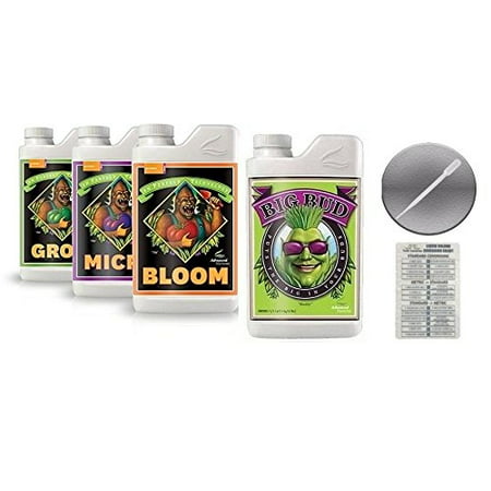 Advanced Nutrients Bloom, Grow, Micro 500mL & Big Bud 250mL Bundle with  Conversion Chart and 3mL