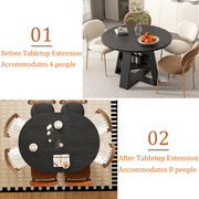 43.3-59 Extendable Round Dining Table for 4-8, Mid Century Modern Wooden Round Table with Removable Leaves Space Saving, for Kitchen Living Room