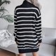 thumbnail image 4 of Vestido de punto para mujer, vestido de suéter envolvente de manga larga con cuello alto a rayas, informal suelto para otoño e invierno, 4 of 6
