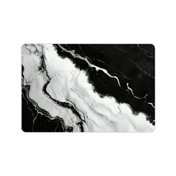 ZFLMY Black And White Marble Swirl Diatom Mud Bath Mat Non-Slip 24x16in
