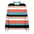 thumbnail image 5 of Women's Crew Neck Sweatshirts Oversize Floral Striped Pullover Loose Fashion Long Sleeve Knit Casual Tops (2XL, Black), 5 of 5