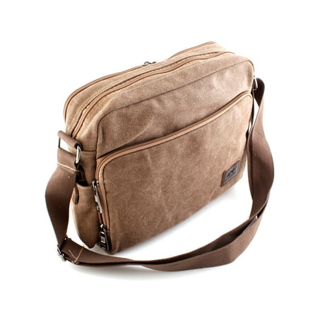 Brown Mens Canvas Leather Messenger Satchel School Shoulder Bag ...