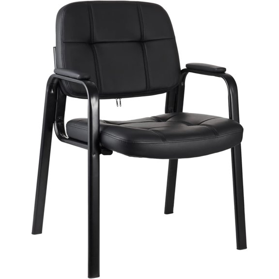 VibrantEcho Classic Reception Chair with Padded Armrests and Sturdy Steel Frame, Ergonomic Guest Chair for Office Conference Waiting Meeting Room, Black (1 Pack)
