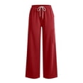 thumbnail image 5 of Ayolanni Women Wide Leg Sweatpants Baggy Red Low Rise Sweatpants Athletic Drawstring Long Pants with Pockets, 5 of 8