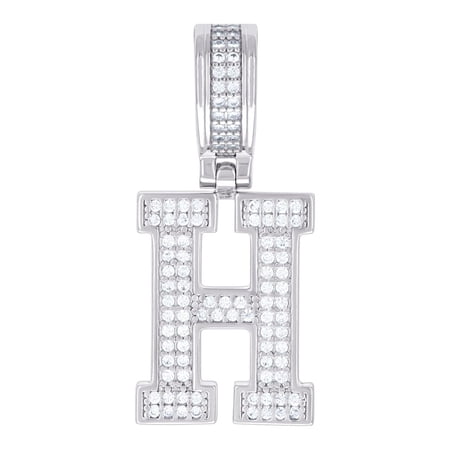 925 Sterling Silver Unisex 0.61ct Moissanite Letter Name Personalized Monogram Initial Alphabet H Charm Pendant Necklace