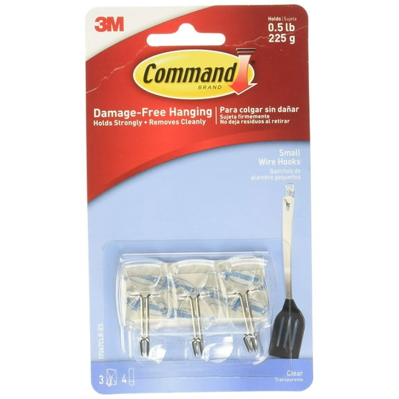 3M Clear Wall Hooks - Plastic, Small, Wire, Command Strips - 3 Hooks, 2 Pack