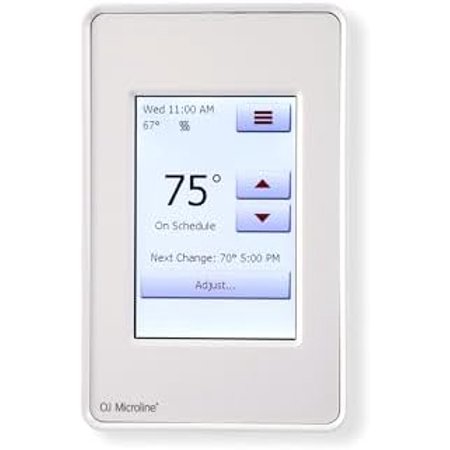 OJ Microline Thermostat with Built-in GFCI #UDG4-4999. Touch Screen Programmable Thermostat for Radiant Floor Heating System, with Dual Sensing and Dual Voltage Capabilities. Includes Floor Sensor