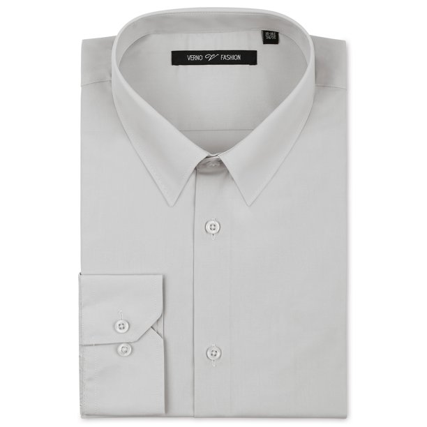 Men's Slim Fit Dress Shirt Solid Spread Collar Men Shirts Long Sleeve