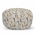 thumbnail image 1 of Giraffe Pouf Cover with Zipper, Repeating Illustration of Long Neck Spots, Soft Decorative Fabric Unstuffed Case, 30" W X 17.3" L, Pale Tan Multicolor, by Ambesonne, 1 of 5