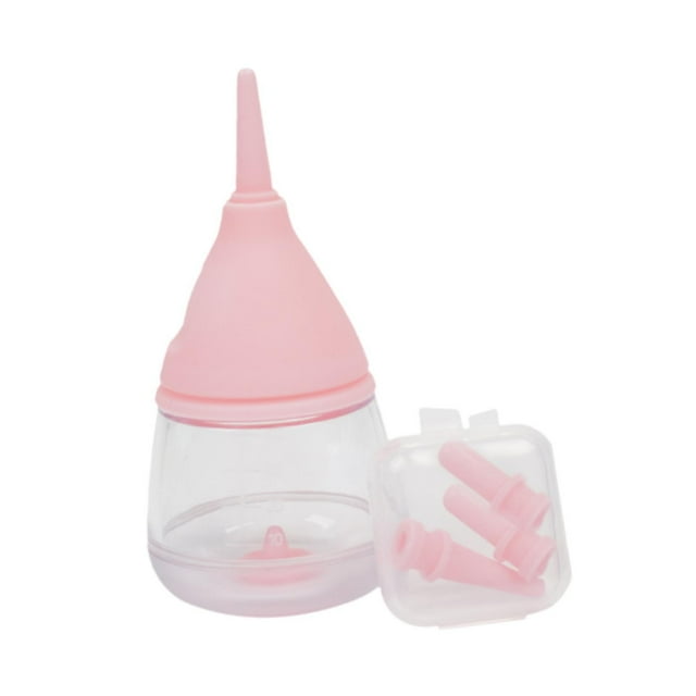 MERIGLARE Biberon de Lait 35 ml Tétines Remplaçables Chien Hamster Chaton Biberon Trousse d'Alimentation Rose