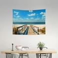 thumbnail image 2 of Creowell Beach Wooden Walkway Blue Sky Tapestry Wall Hanging 40x30in, 2 of 6