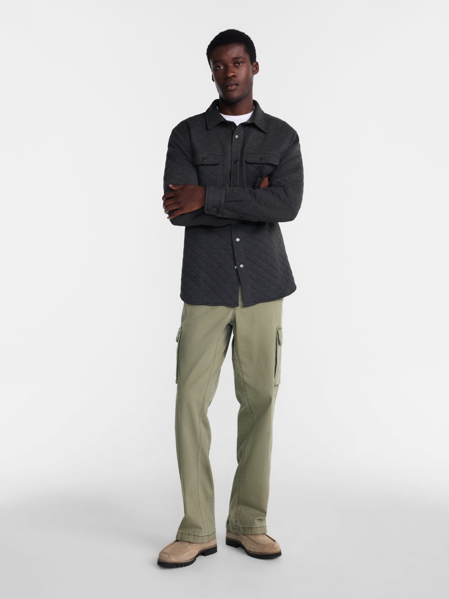 George Men's Quilted Overshirt with Long Sleeves, Sizes XS-4XLT