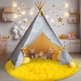 thumbnail image 2 of SARAG 4x4ft Round Rug for Bedroom,Furry Carpet for Children Kids Room,Bright Yellow, 2 of 8