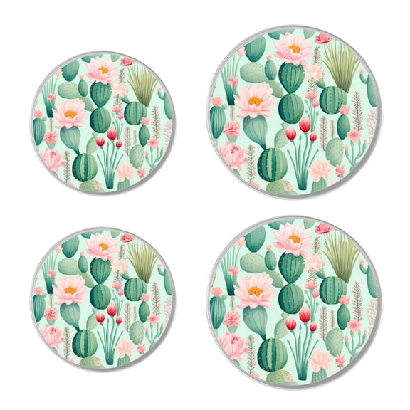 Round Stove Burner Covers 4 Pcs Metal Electric Stove Burner Covers 8Inch And 10Inch ,Cactus Plant Green Color Painting