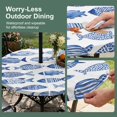 thumbnail image 5 of Round Outdoor Tablecloth with Umbrella Hole and Zipper, Blue Fish Scale Tablecloth with Elastic Waterproof, Coastal Nautical Undersea Cute Sketch Patio Table Covers for 55" - 60" Picnic Pool Tables, 5 of 9