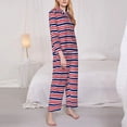 thumbnail image 3 of Honeii USA Colors Stripes print Women's Pajama Sets Long Sleeve Button Down Sleepwear Nightwear Soft Pjs Lounge Sets-X-Large, 3 of 7