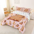 thumbnail image 2 of Manfei Lovely Orange Pattern Queen Comforter Set,Cute Capybara Comforter Sets Queen,Pink,Polkadot Reversible,3pcs,1 Comforter and 2 Pillowcases, 2 of 7