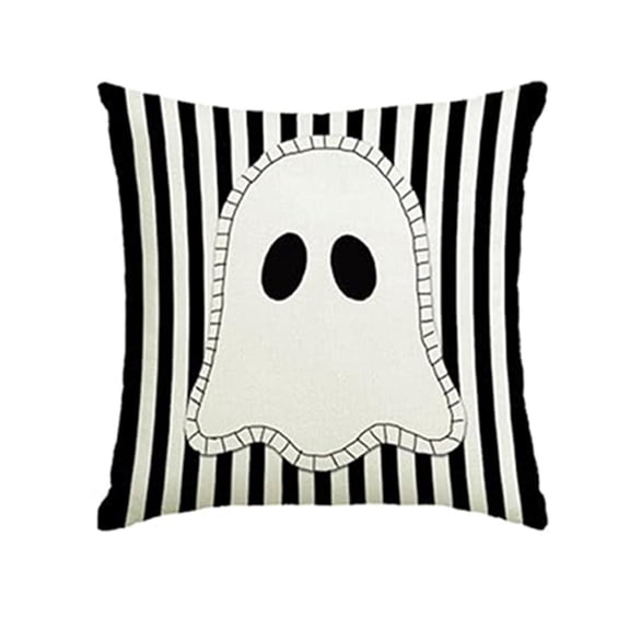 Halloween Throw Pillow Cover, Festive Sofa, Chair, or Bed Decor, Cute Ghost and Bat Designs, Invisible Zipper, Halloween Parties and Everyday Styling