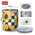 thumbnail image 4 of 12oz Coffee Tumblers Black White Checker Sunflower Pattern Stainless Steel Vacuum Insulated Travel Tumbler Coffee Cups Mug with Lid and Straw with Cleaning Brush for Cold & Hot Drinks, 4 of 5