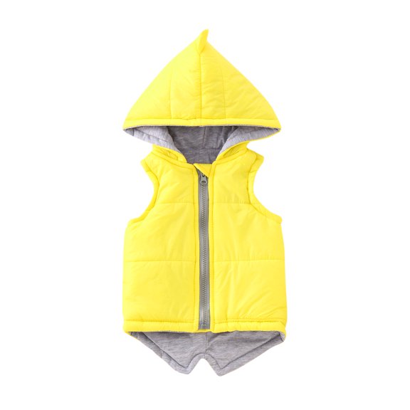 EnJoCho Toddler Baby 3D Dinosaur Puffer Vest Cotton Lined Sleeveless Hooded Jacket Kids Insulated Quilted Waistcoat Windproof Outdoor Winter Fall