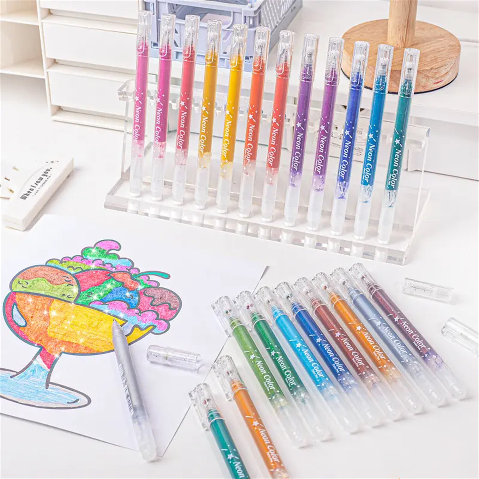 Glitter Gel Pens,Glitter Pens Art Markers Set,Glitter Gel Pen Set,Colored Metallic Gel Markers For Coloring Book, Drawing Art Supplies, Scrapbook, Journaling, Birthday Cards Making,(12 PCS,6.89 in)
