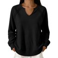 thumbnail image 2 of Lumistal Womens Sweatshirt Long Sleeve V Neck Lace Loose Fit Fall Pullover Tops Sweatshirts for Women Trendy Lightweight Tunic Top Spring Fall Outfits Black M, 2 of 6