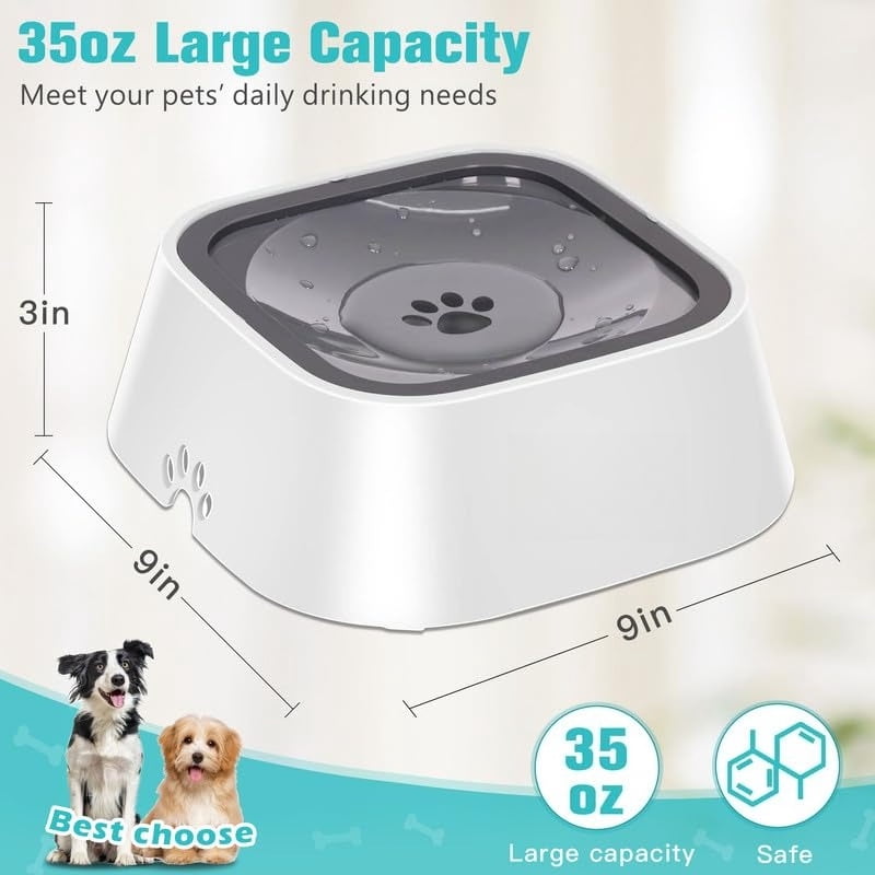 No-Spill Pet Water Bowl, Slow Water Feeder, No-Slip Pet Water Dispenser 35oz Feeder Bowl for Dogs and Cats-2Pcs