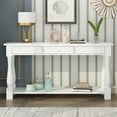 thumbnail image 2 of Knocbel Functional Vintage Wood Console Table Sofa Table with Bottom Open Shelf and 3 Storage Drawers for Hallway Entryway Living Room, 57.8"W x 15"D x 34"H White, 2 of 8
