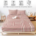 thumbnail image 5 of Cal.King Size Fitted Sheet Set - Red Boho 3 Piece Bedding Sets 16" Deep Pocket Fitted Sheet with 2 Pillowcases, Abstract Geometric Curves Lines Modern Brushed Microfiber Hotel Luxury Bed Sheets, 5 of 9