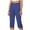 Dark Blue, variant on Women's Dress Work Capri Pants - Solid Color Straight Leg Capris Stretch Casual Cropped Pants S-2XL
