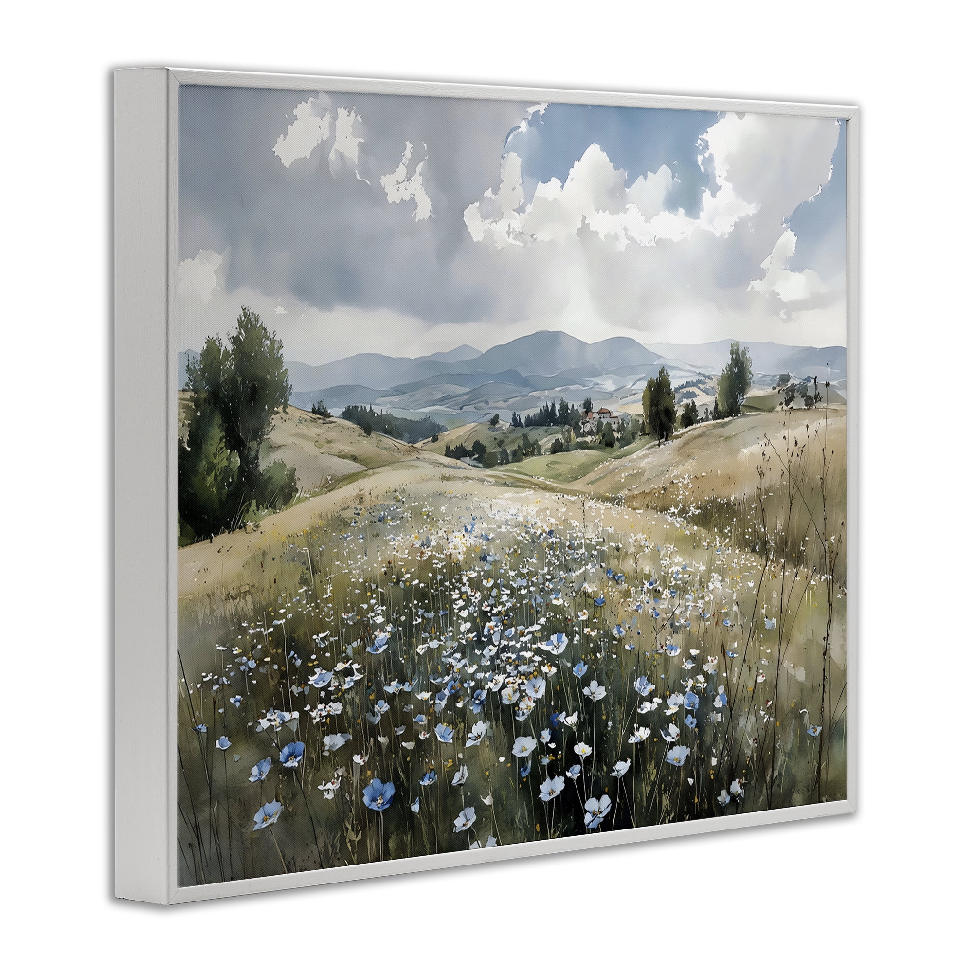 Stupell Industries Poppy Blues Across Meadow White Framed Giclee Art, design by Franklyn Gregory