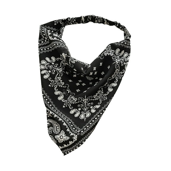 Audhol Women Headbands Floral Elastic Hair Scarf Headband 3Pcs Chiffon Head Kerchief Headband Floral Hair Scarves W/Hair Clips Hair Bandanas Headwrap For Women Lightweight Neck Tie Black One Size