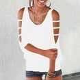 thumbnail image 2 of NJGRAE Strapless Tops for Women Women’S Oversized T-Shirts Women's Off The Shoulder Casual T Shirt with Point Pullovers Linen Beach Cover up L, 2 of 5