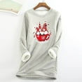 thumbnail image 2 of IROINNID Discount Christmas Sweatshirts for Women Thick Fleece Sweatshirt Long Sleeve Xmas Print Velvet Warm Crewneck Loungewear Tops,Gray, 2 of 5
