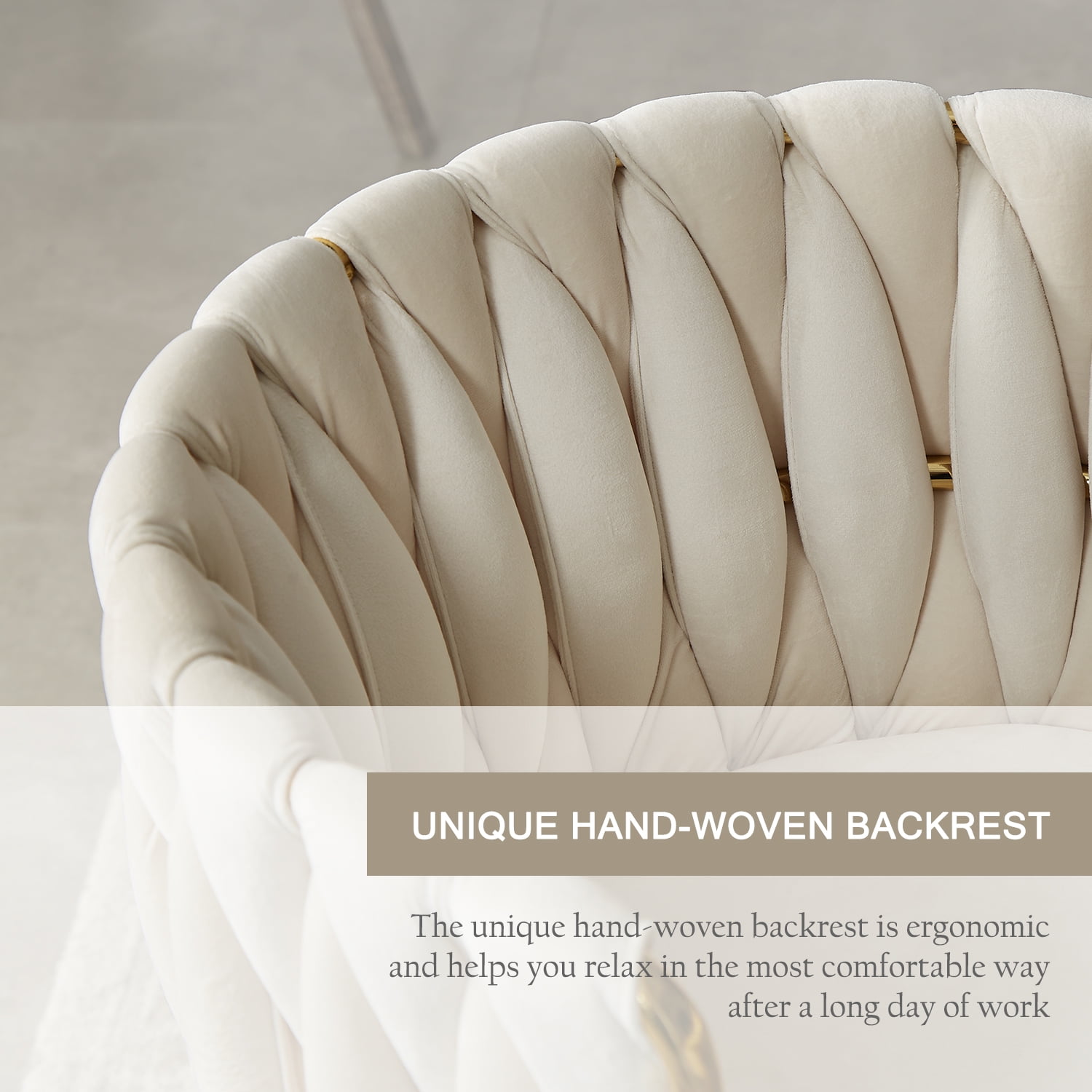 Tzicr Velvet Tufted Dining Side Chairs, Beige (Set of 6)