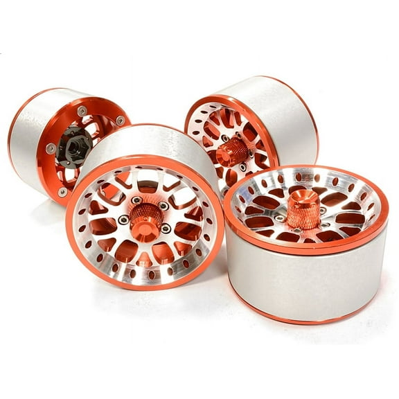 Integy RC Toy Model Hop-ups C26161RED High Mass 2.2 Size Alloy Y14 Spoke Beadlock Wheel (4) for Scale Off-Road Crawler