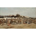 thumbnail image 2 of Alfred Wordsworth Thompson 18x12 Black Ornate Wood Framed Double Matted Museum Art Print Titled - A Bustling Market Place at the City Wall, Tangiers (1889), 2 of 5