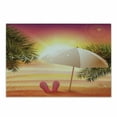 thumbnail image 1 of Summer Cutting Board, Sunset at the Beach Flip Flops Umbrella and Palm Trees Illustration, Decorative Tempered Glass Cutting and Serving Board, Small Size, Orange and Yellow, by Ambesonne, 1 of 1
