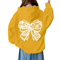 thumbnail image 2 of YunPes Girls Long Sleeve Hooded Sweatshirt Bow Print Pullovers Back to School Kids Graphic Hoodie with Kangaroo Pocket, 2 of 8