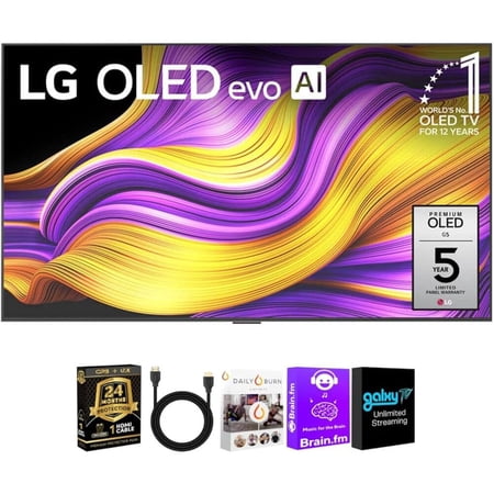 LG OLED83G5KIT1 83 Inch Class G5 Series OLED evo AI 4K UHD Smart TV Dolby Vision Dolby Atmos 120Hz webOS HDMI Cable Streaming Bundle CPS 12 Month Protection