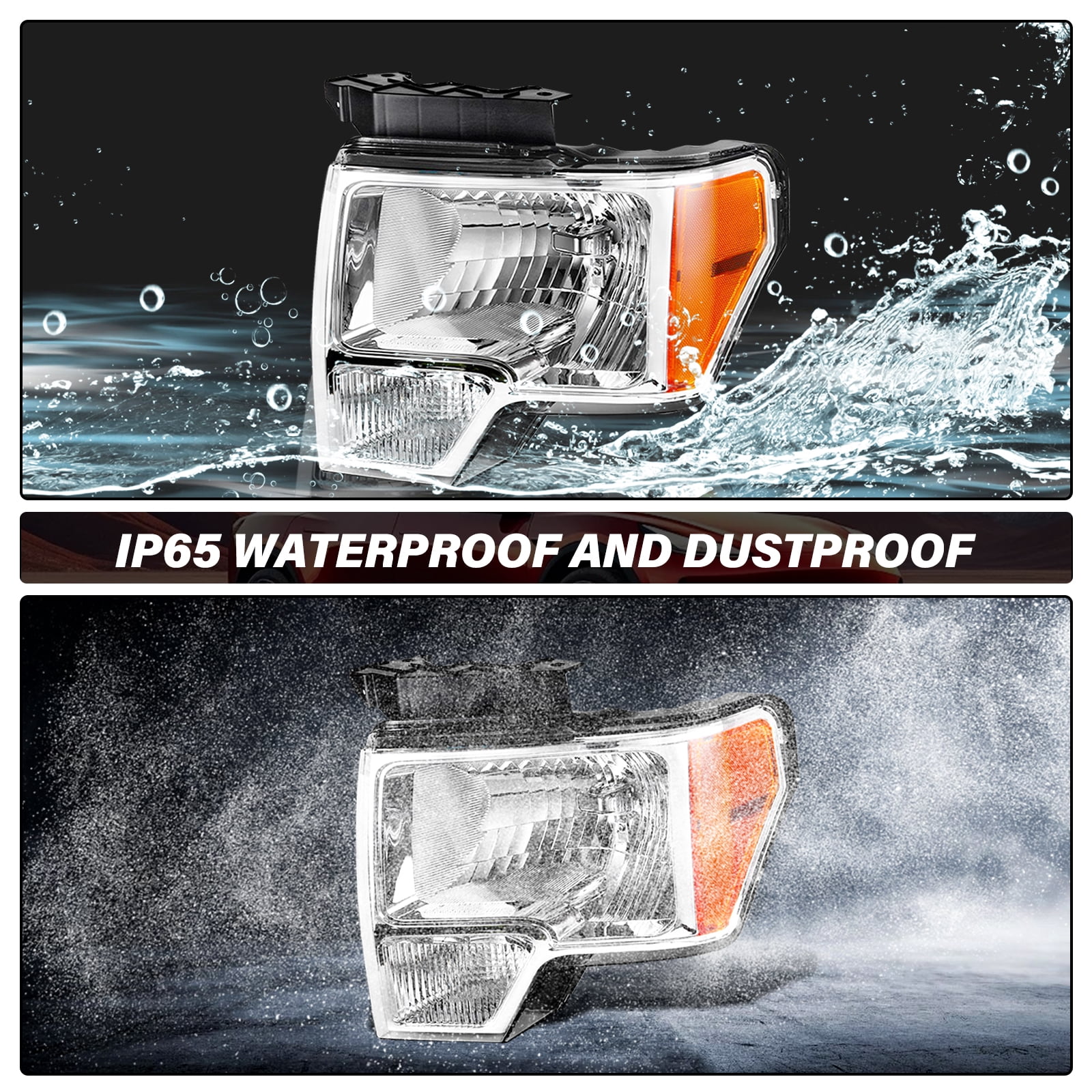 BRYGHT-For 2009 2010 2011 2012 2013 2014 Ford F-150 F150 Pickup Chrome Headlights Pair