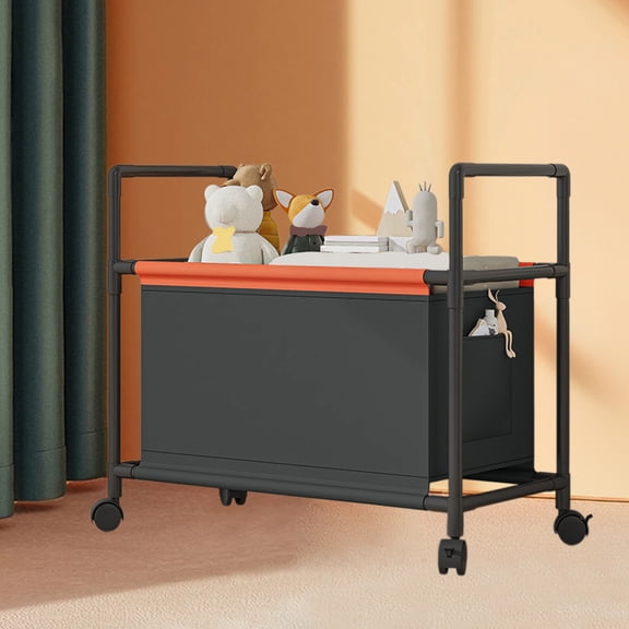 Oxodoi Large Rolling Storage Container,Shoe Organizer with Wheels,Fabric Storage Bin with Strap Handle